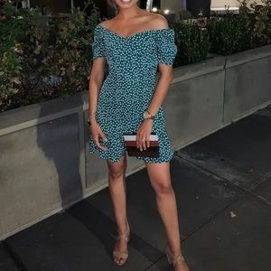 Shein green dress with white flowers